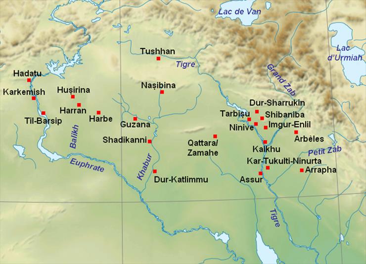 Mezopotamia, Sumer - mapy - 800px-Villes_assyriennes 1.PNG