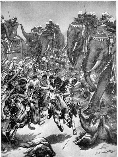 Indie - obrazy - Klęska Hunów w 528 r z ręki Yashodharmana króla reg...The_defeat_of_the_Ephalites,_or_White_Huns_A.D._528.jpg
