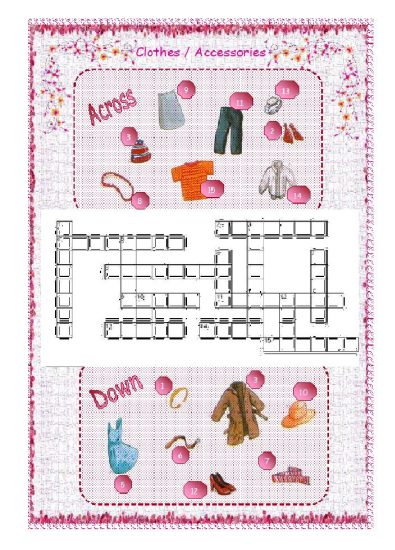Picture Worksheets - Clothes - accessories - crosswords.jpg